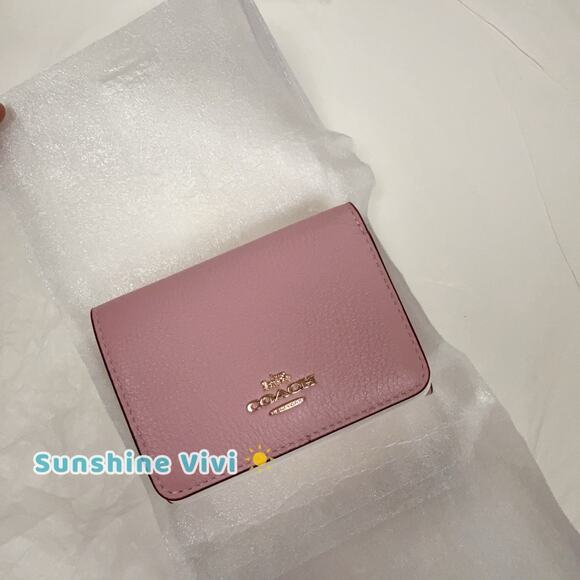 NWT Coach Card Holder Wallet In Signature Canvas CZ034 Powder Pink - Picture 1 of 10